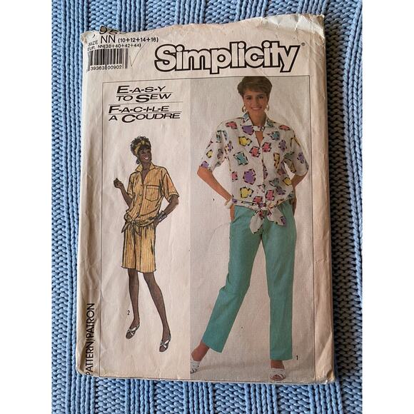 Simplicity sewing pattern  7955 button down top pant short - Picture 1 of 5